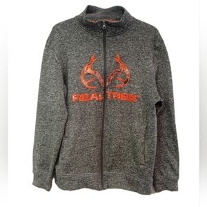 Realtree Charcoal Jacket with Vibrant Orange Logo